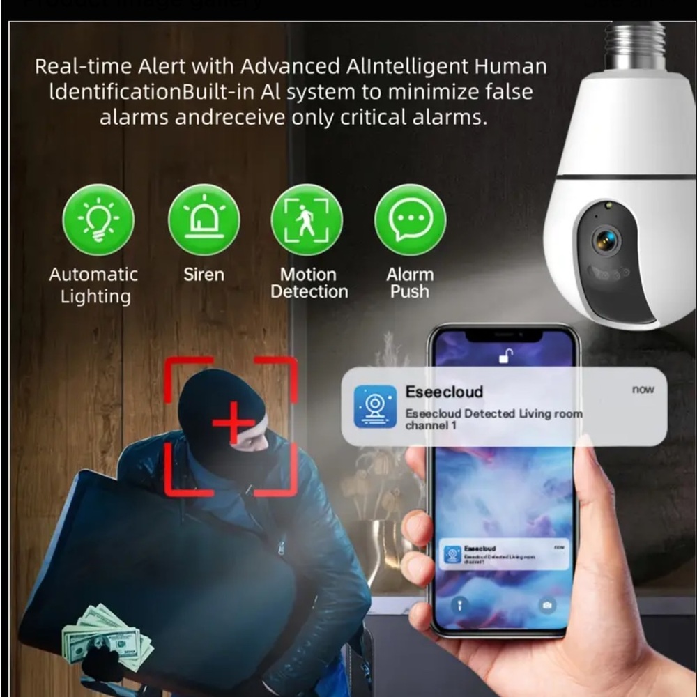 One Smart Net Lightbulb Camera in White - Picture 6 of 7